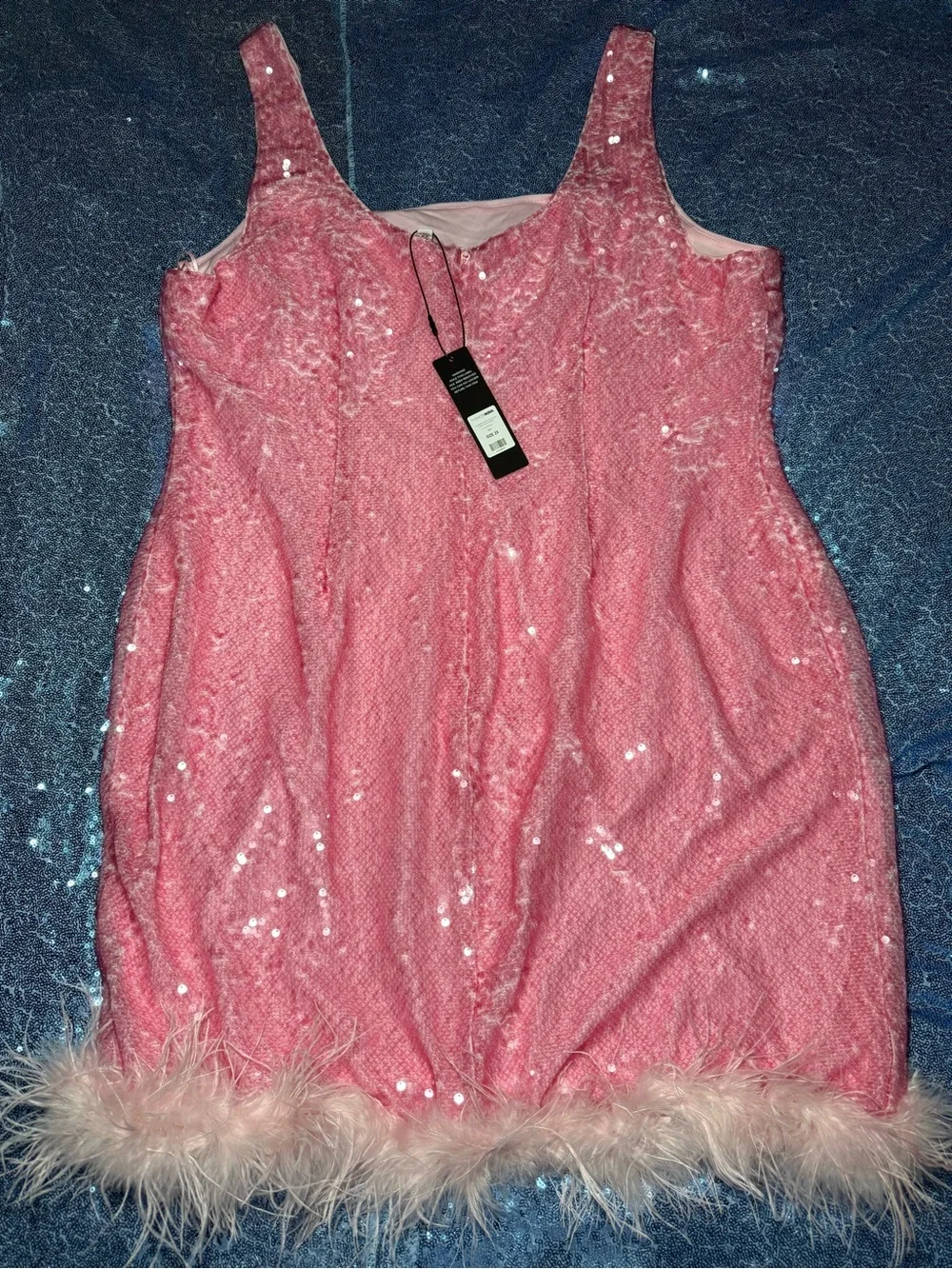 Fashion Nova Pink Sequin Feather-Hem Party Dress - Girls - Picture 4 of 4